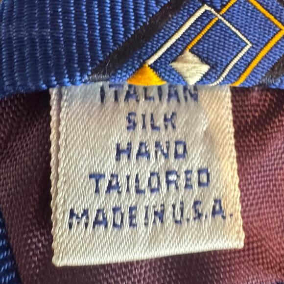 PAUL FREDRICK Repp Tie 100% Italian Silk Hand Tailored in USA 4" Foulard Necktie - Picture 6 of 6